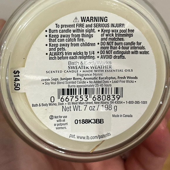 Bath and body works sweater weather NWT candle - Picture 3 of 3